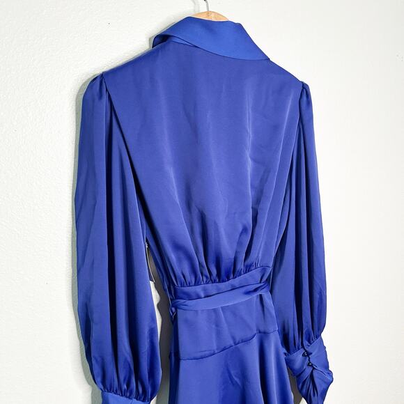 Alexia Admor Phoebe Wrap Dress Lapis Blue Tie Belt women’s size 12 NEW with tag - Picture 11 of 15